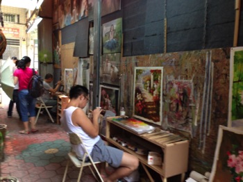 Painters busy at Daifen Artists Village, Shenzhen